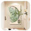 Art mural rectangulaire en bois manufacturé crème et vert-117545964
