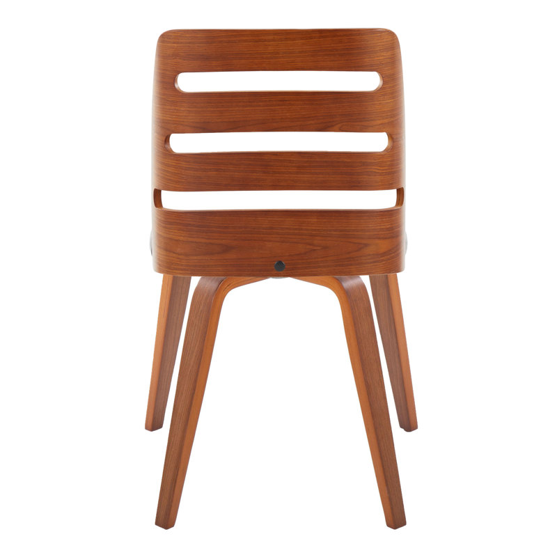 Gray Upholstered Walnut Wood Ladderback Side Chair Set