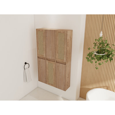 Armoire de salle de bain 36 po, 6 portes à fermeture en douceur, fixation murale élégante, fermeture en douceur contemporaine