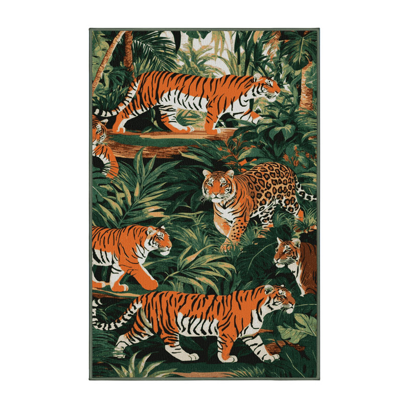 Washable Jungle Cat Big Cats Area Rug, Rectangle 8' x 12'