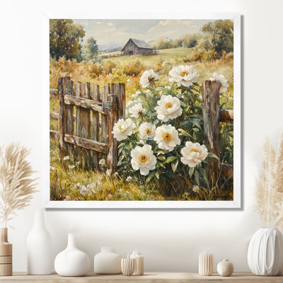Pivoines par la porte de la ferme V - Art mural pivoines