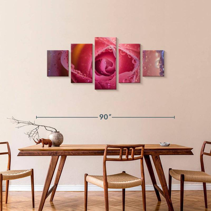 Rose brumeux rose, H 34 po x l 74 po