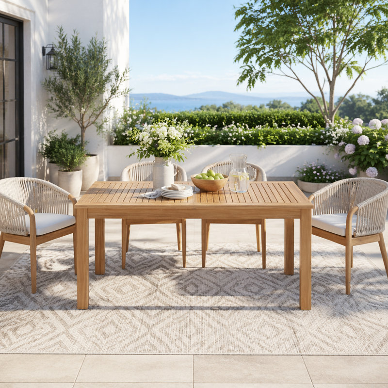 Table de salle à manger d'extérieur en bois extensible
