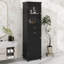 Armoire de rangement de 63 po de hauteur avec 2 tiroirs, armoire de salle de bain avec portes en verre, rangement pour garde-manger avec tablettes réglables-2024789941
