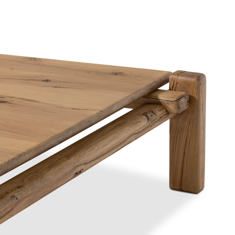 Feride Coffee Table-Reclaimed French Oak, 14" H x 54.25" L x 50" W, Natural Reclaimed French Oak