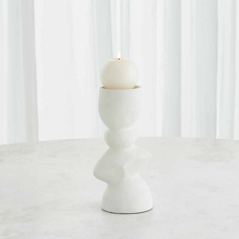 Pradier Candle Holder-White-Med