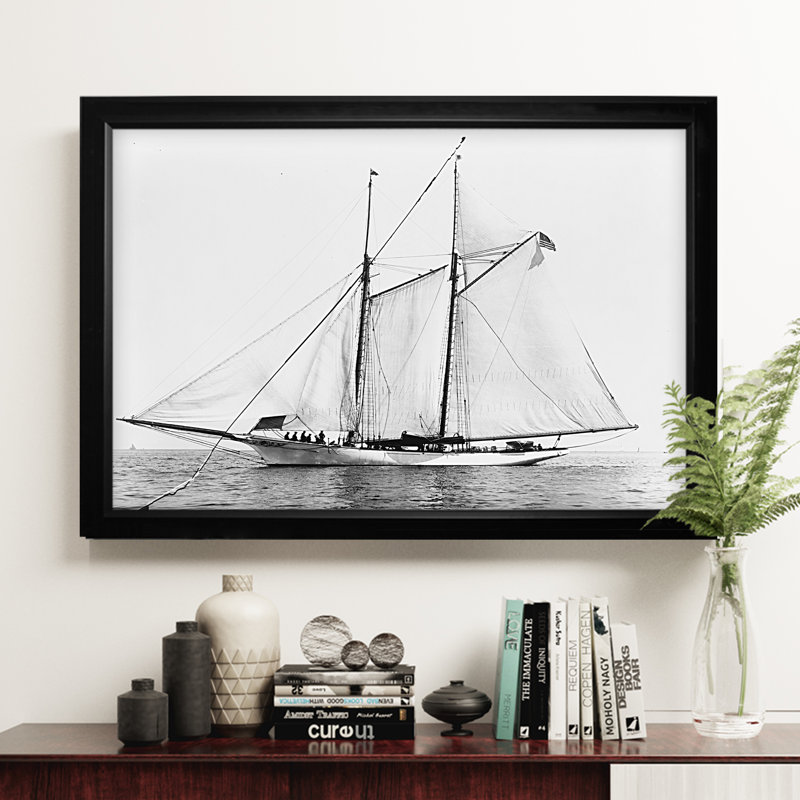 « voilier yacht iii », reproduction d’impression, H 27 po x l 39 po x P 2 po, Cadre noir, Pas de tapis