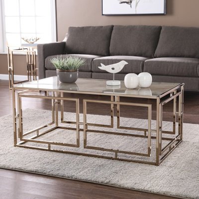 Table basse 44 po champagne et métal