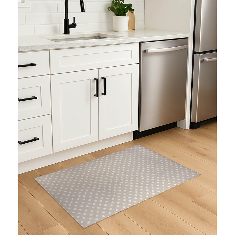 Dot Lyfe Lightweight Non-Slip Kitchen Mat, Rectangle 4' x 6', Taupe