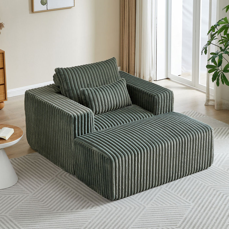 Canapé moderne avec repose-pieds amovible, méridienne, canapé-lit moderne moelleux, canapé de salon, Vert d’armée