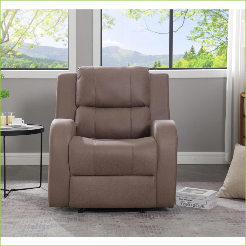 Fauteuils inclinables, fauteuil inclinable manuel moderne, largeur compacte de 32,68 po | Noyer brun | Similicuir