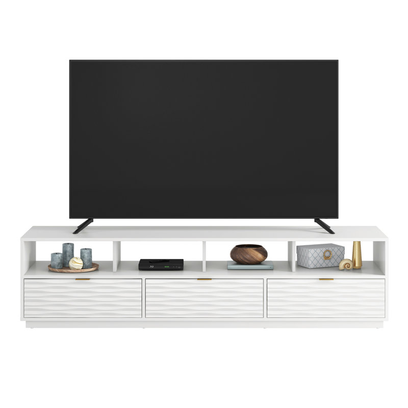 White 80'' Media Console with Cabinet and Drawers