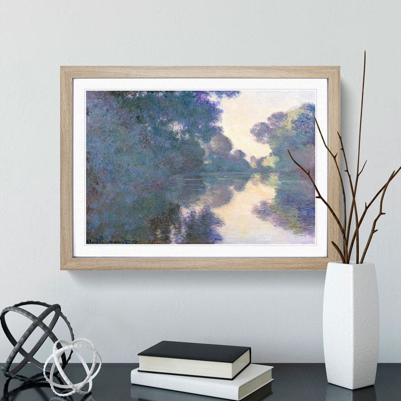 Morning on the Seine by Claude Monet - Picture Frame Painting, Oak, 36cm H x 48cm W x 2cm D