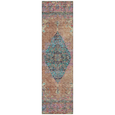 Machine Washable Indoor/Outdoor Xhevrie Orange Rug