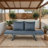 1 PCS Foldable Patio Wicker Side Bench – Grey Wicker with Dark Grey Cushion, Outdoor Backyard Conversation Seating