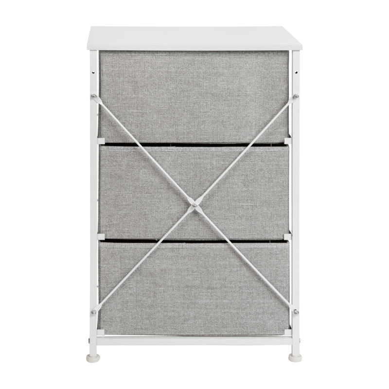White & Light Gray 3-Drawer Cast Iron Frame Vertical Storage Dresser
