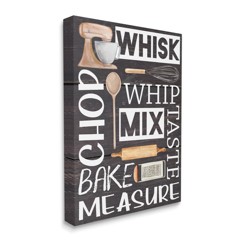 Various Baking Tools Kitchen Canvas Wall Art in Black and White