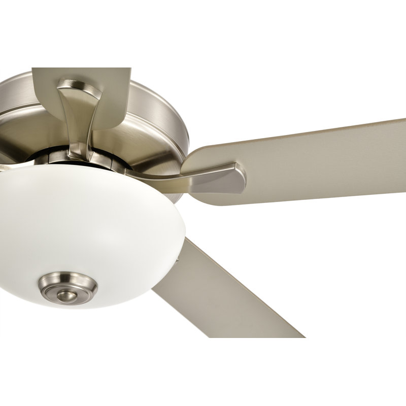 52-in 5-blade Reversible Ceiling Fan With Led Light And Remote Control, Silver;Gray Wood, Brushed Nickel