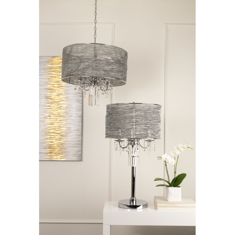 Lustre cylindrique à 4 lumières avec détails Danis