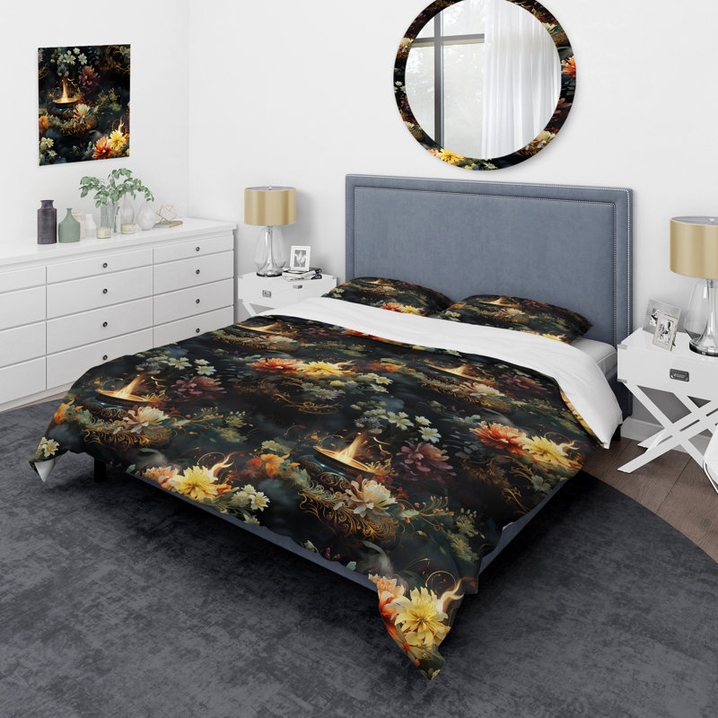 Ensemble de housse de couette en microfibre Amiyiah, Housse de couette simple + 1 taie décorative stan