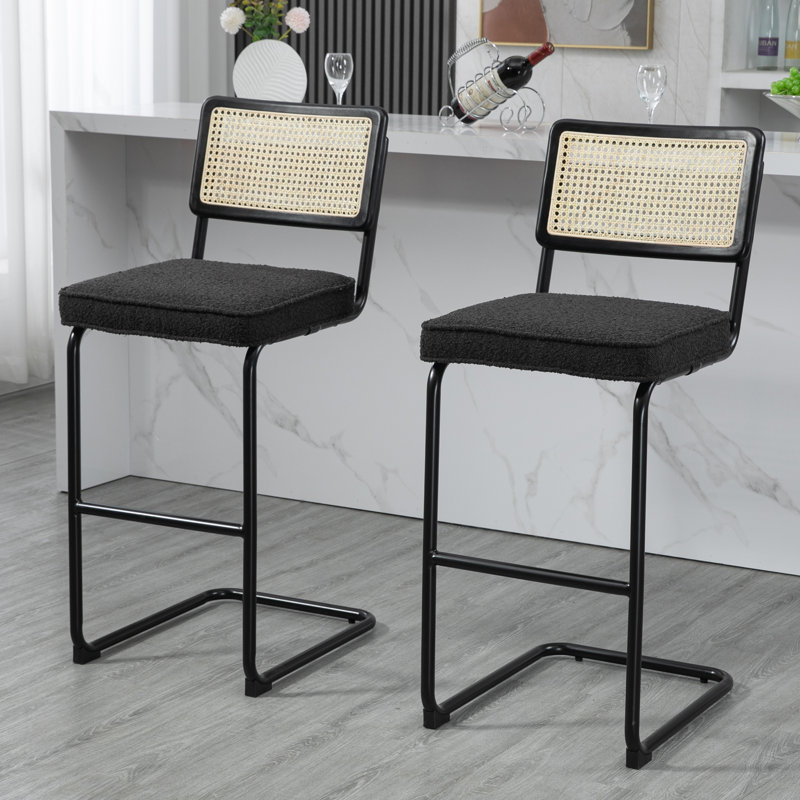 Tabouret de comptoir Avalyna, Noir, Tabouret de bar (siège d’une hauteur de 30 po), Noir