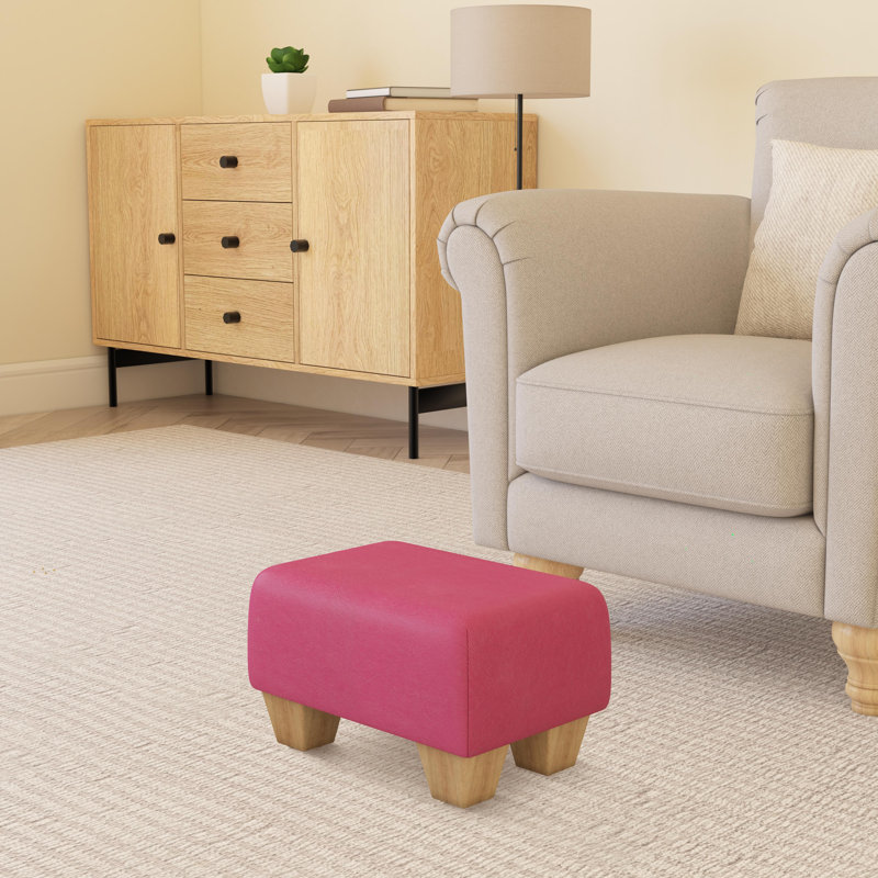 Beong Faux Leather - Mahogany Wood Chunky Legs, Natural, Blossom Pink