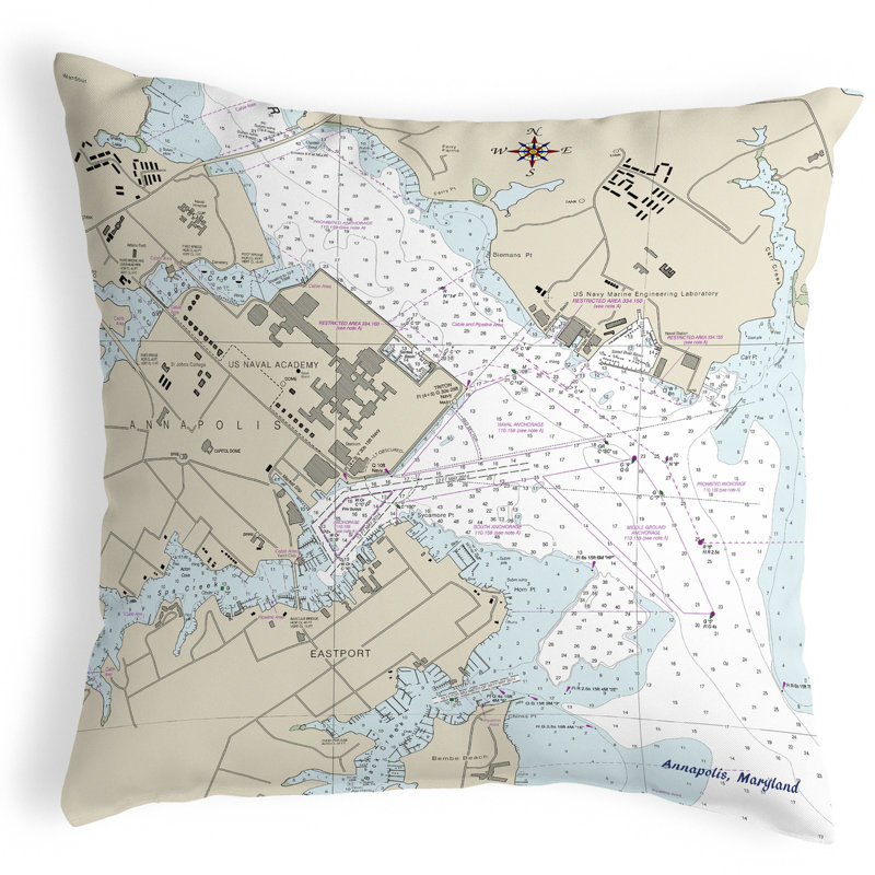  Annapolis - Usna, MD - Housse de coussin carré pour l'extérieur