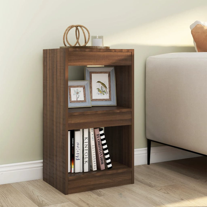 Book Cabinet/Room Divider, Brown Oak, (2 Shelves) 72cmH x 40cmW x 30cmD