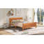 Grand lit plateforme en bois avec tête de lit et support en lattes de bois (blanc)-1391215193