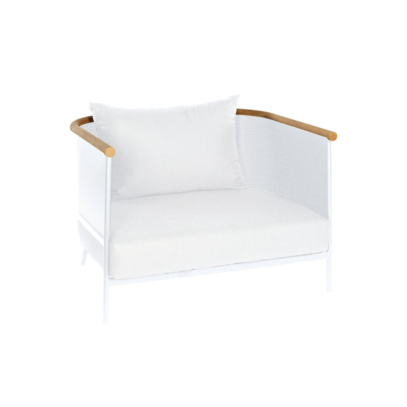 Riad Outdoor Lounge Chair, Canvas Natural, White
