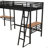 Twin Size Metal Loft Bed With Two Built-In Desks