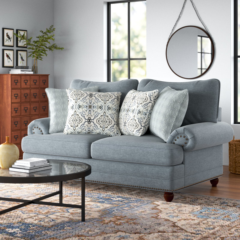 Canapé 96 po avec coussins réversibles Freda, Polyester beige, H 40 po x l 78 po x P 42 po