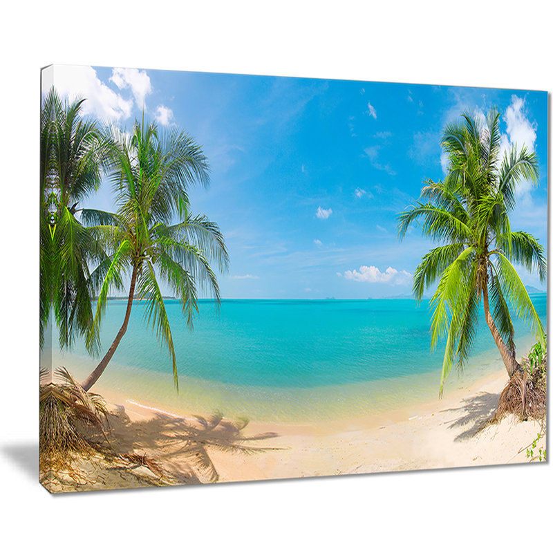«Tropical Beach with Coconut Trees», impression sur toile, H 20 po x l 20 po x P 1 po