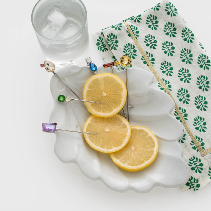 6 Piece Gem Cocktail Picks Stirrer Set
