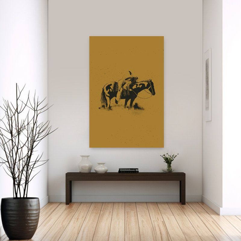 «Native American Horseman», impression d'art rustique, paysage traditionnel, cheval, paysage, H 18 po x l 12 po