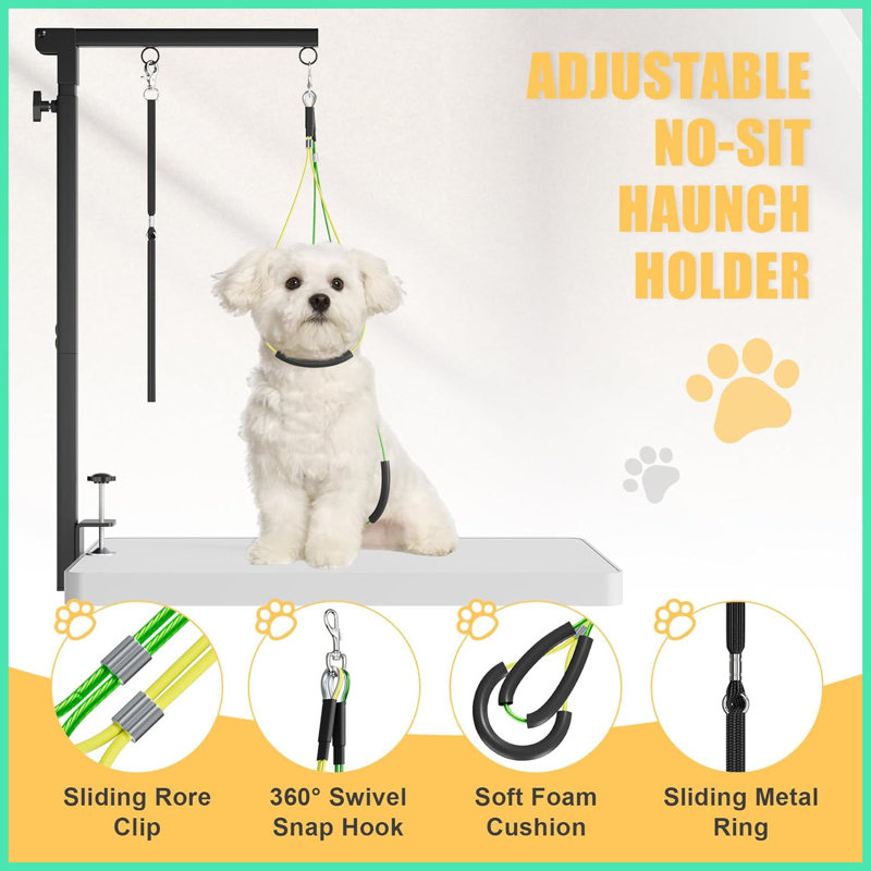 Foldable Dog Grooming Arm with Clamp - Adjustable Grooming Table