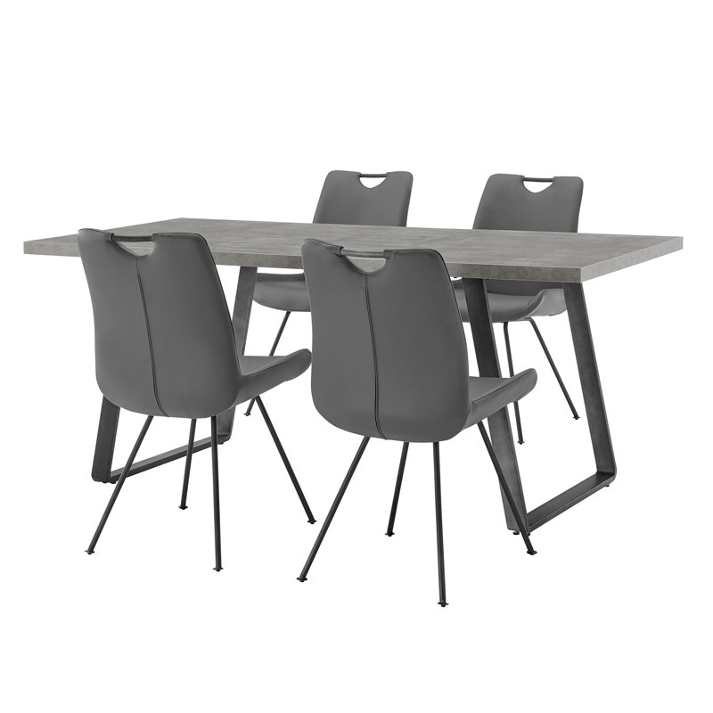 Ensemble de salle à manger rectangulaire 5 pièces Alonia, gris