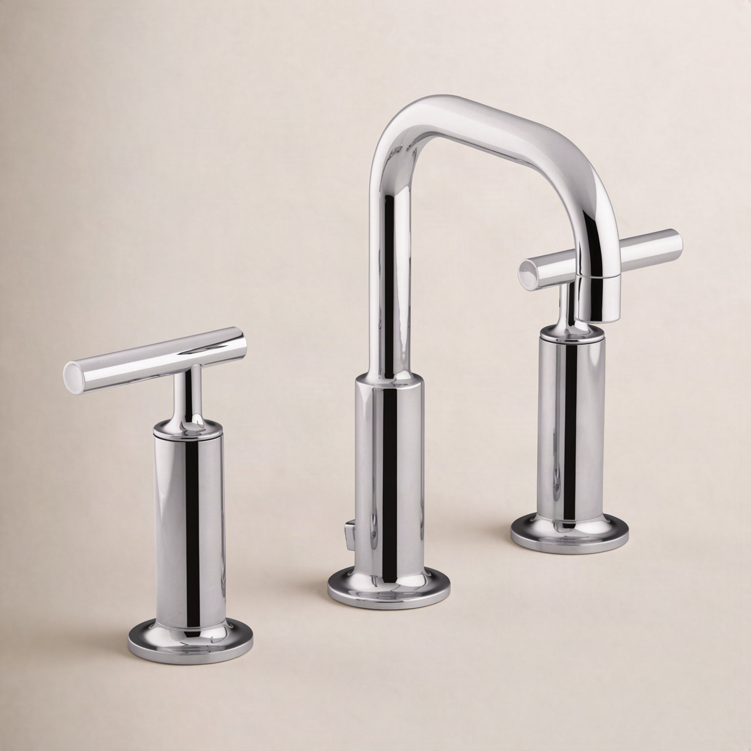 Purist Widespread Faucet with Drain Assembly, Polished Chrome