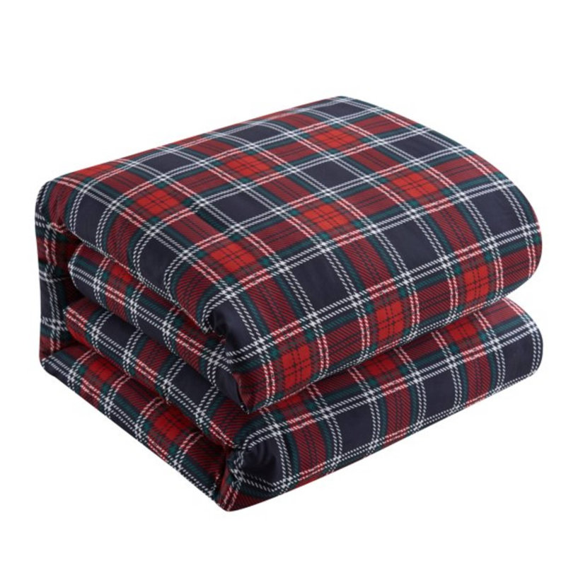 Polyester Machine Woven Tartan Plaid Comforter, King Comforter + 6 Additional Pieces