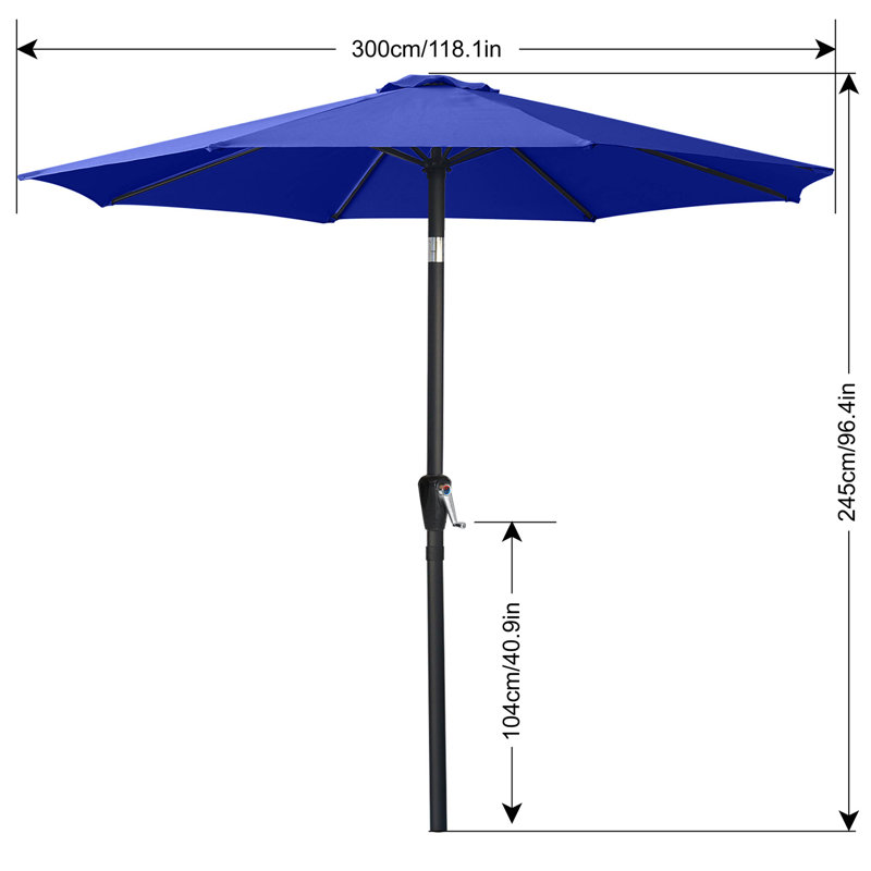 Parasol de marché Miqdad, Bleu, H 96,4 po x l 118,1 po x P 118,1 po