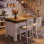 Table de bar en bois 55,12 pouces avec tablettes de rangement, table de bistro Farmhouse Home pour cuisine, bistro-574301974