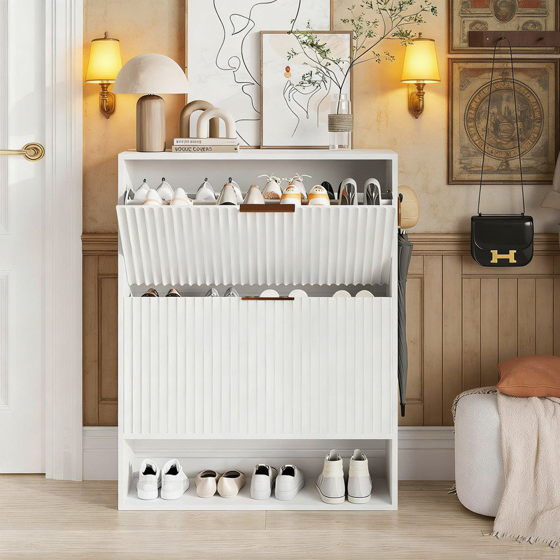20 Pair Shoe Storage Cabinet, White