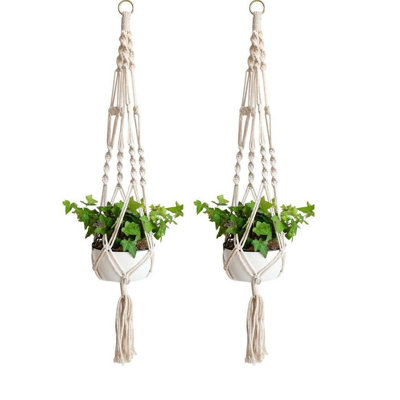 Macrame Plant Hanger, 2 Pack Plant Hanger, Cotton Rope Plant Hangers Indoor Outdoor,  Flower Pot Hanging Plant Holder for Home Decorations