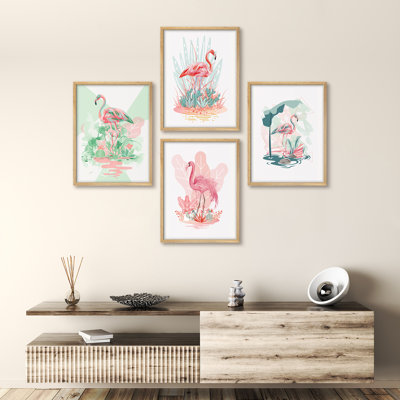 Art tropical, flamant rose tropical