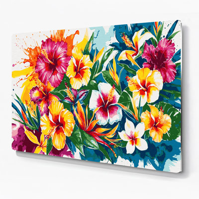Hawaiian Flower Brights Beige Metal Wall Art