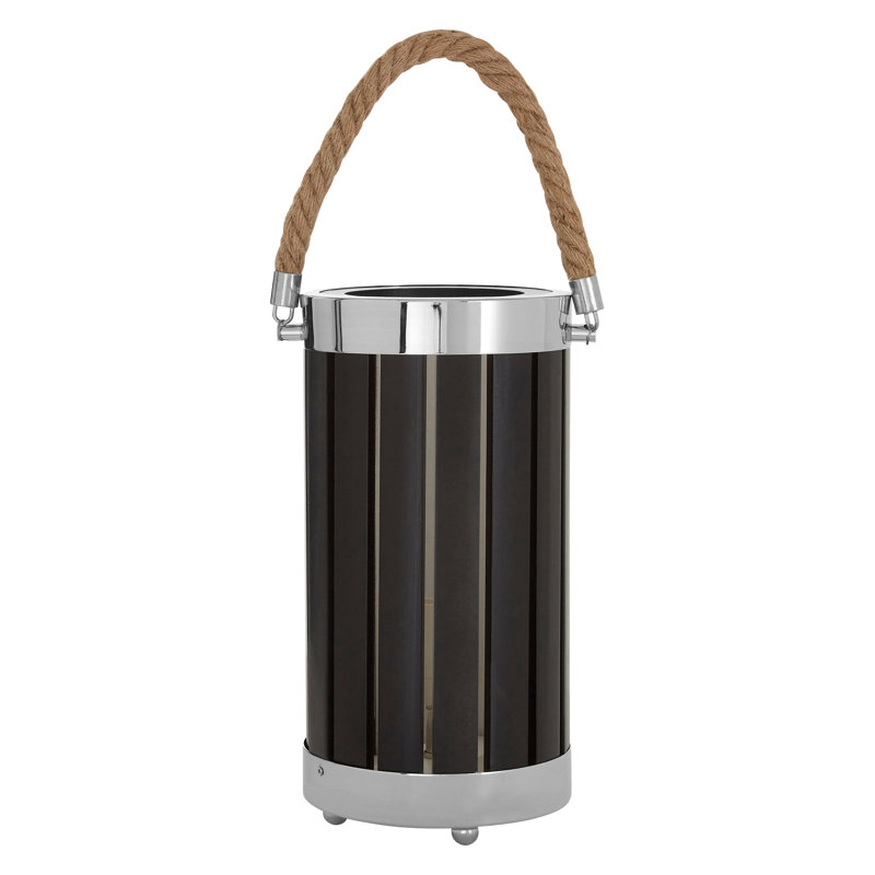 Brooke Black Wood And Metal Table Lamp, Black/Silver, 242 V