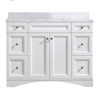 48 In. W X 22 In. D X 35.4 In. H Bathroom Vanity In Gray With White Top And Basin -  Red Barrel StudioÂ®, 4E64961F80E348F69198FB18BDA9A20D