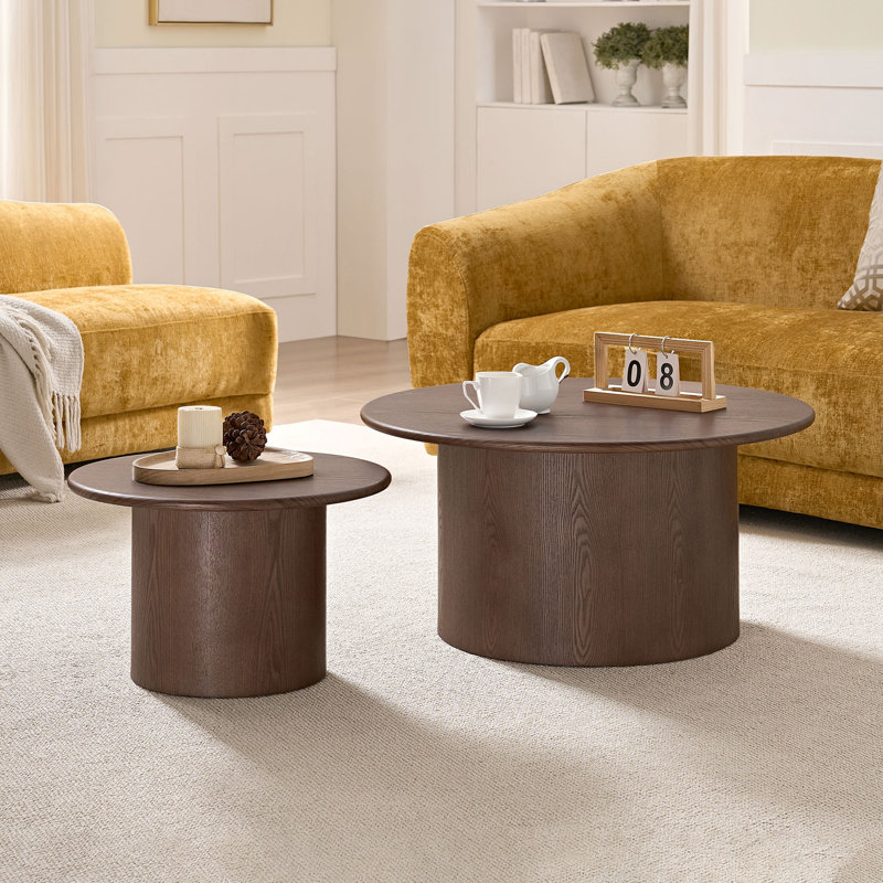 Wooden Round Coffee Table Set(Set Of 2)