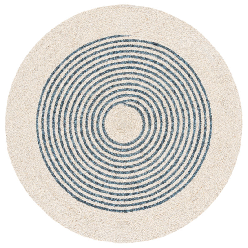 Tapis d'intérieur tressé à la main sans motif, Rond 4 pi 0 po x 4 pi 0 po