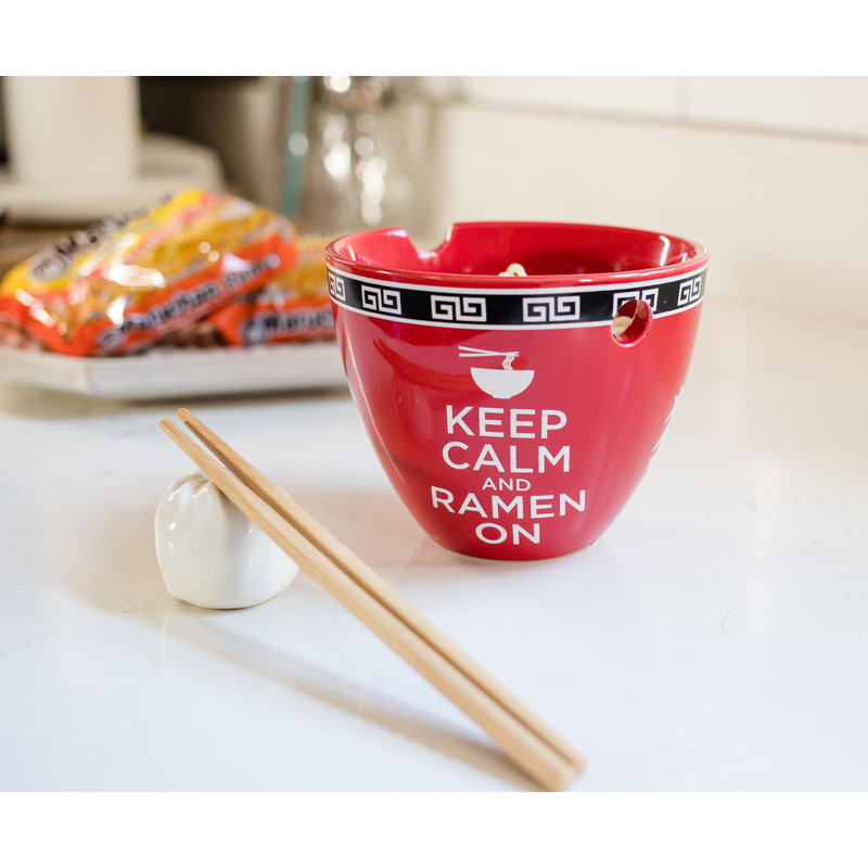 Service de vaisselle Bowl Bop Keep Calm And Ramen On | Bol de 16 onces, baguettes